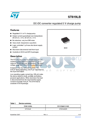 ST619LBDR datasheet - DC-DC converter regulated 5 V charge pump