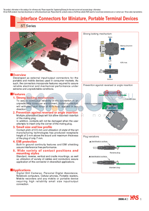 ST60X-18S-CVR datasheet - Interface Connectors for Miniature, Portable Terminal Devices