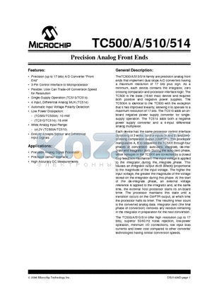 TC510CPF datasheet - Precision Analog Front Ends