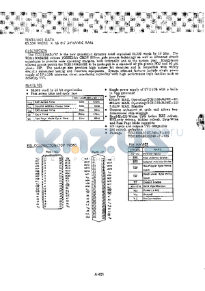 TC511664B datasheet - 65,536 WORD x 16 BIT DYNAMIC RAM