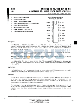 TMS3121JC datasheet - QUADRUPLE 80-, 64-BIT STATIC SHIFT REGISTERS