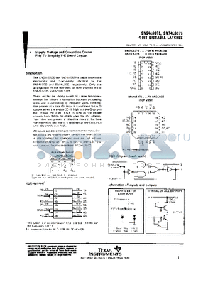 SN74LS375NSR datasheet - 4-BIT BISTABLE LATCHES