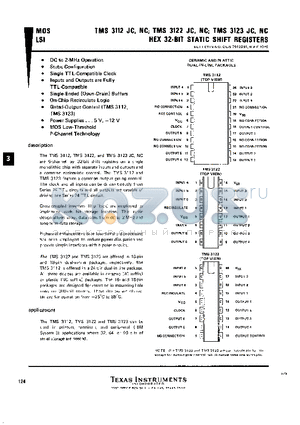 TMS3123JC datasheet - HEX 32-BIT STATIC SHIFT REGISTERS