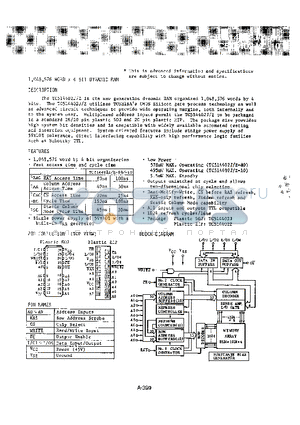 TC514402Z-80 datasheet - 1,048,576 x 4 BIT DYNAMIC RAM