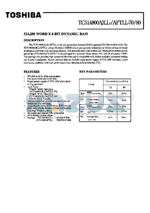 TC514800AFTLL-70 datasheet - 524288 WORD X 8 BIT DYNAMIC RAM