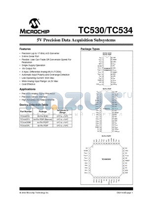 TC530CPJ datasheet - 5V Precision Data Acquisition Subsystems