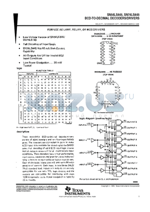 SN74LS445 datasheet - BCD-TO-DECIMAL DECODERS/DRIVERS