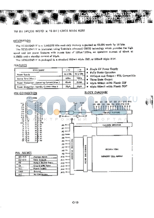 TC531024F-12 datasheet - 1M BIT (65536 WORD X 16 BIT) CMOS MASK ROM