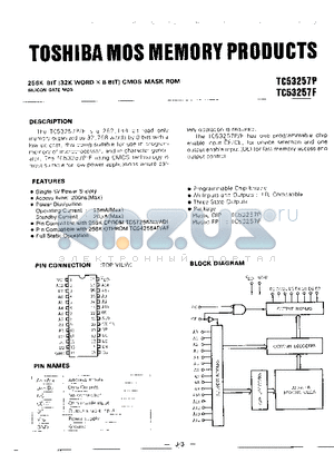 TC53257 datasheet - 256K BIT (32K WORD x 8 BIT) CMOS MASK ROM SILICON GATE MOS