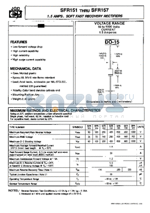 SFR153 datasheet - 1.5 AMPS. SOFT FAST RECOVERY RECTIFIERS