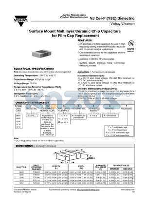 VJ0805F104JXXAR datasheet - Surface Mount Multilayer Ceramic Chip Capacitors for Film Cap Replacement