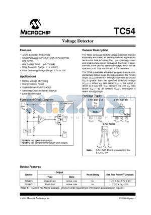 TC54VC1402ECB datasheet - Voltage Detector