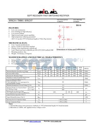 SFR201 datasheet - SOFT RECOVERY FAST SWITCHING RECTIFIER