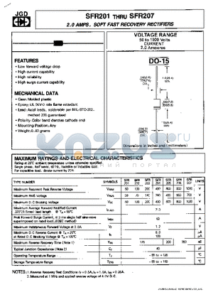 SFR203 datasheet - 2.0 AMPS. SOFT FAST RECOVERY RECTIFIERS