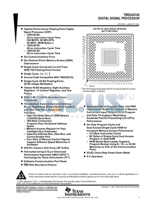 TMS320C40GFL50 datasheet - DIGITAL SIGNAL PROCESSOR
