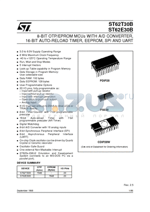 ST6230BM3 datasheet - 8-BIT OTP/EPROM MCUs WITH A/D CONVERTER, 16-BIT AUTO-RELOAD TIMER, EEPROM, SPI AND UART