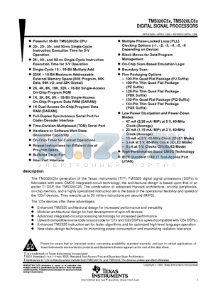 TMS320C50PQ57 datasheet - DIGITAL SIGNAL PROCESSORS