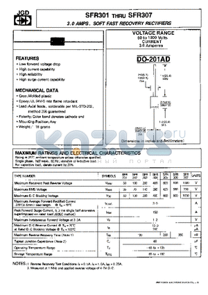 SFR302 datasheet - 3.0 AMPS. SOFT FAST RECOVERY RECTIFIERS