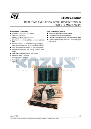 ST624XB-DBE datasheet - REAL TIME EMULATION DEVELOPMENT TOOLS FOR ST6 MCU FAMILY