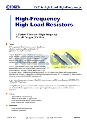 RY31A10W68RK datasheet - RY31A High Load High-Frequency