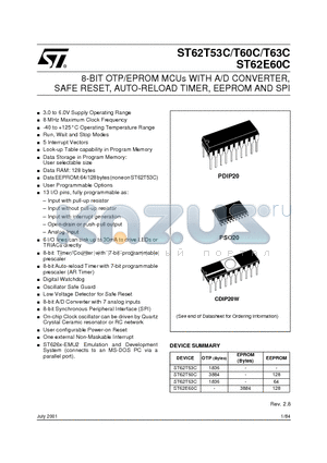 ST6253CM3/XXX datasheet - 8-BIT OTP/EPROM MCUs WITH A/D CONVERTER, SAFE RESET, AUTO-RELOAD TIMER, EEPROM AND SPI