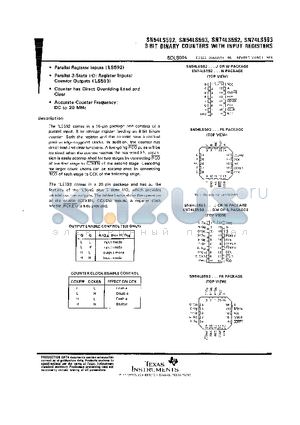 SN74LS592DRE4 datasheet - 8-BIT BINARY COUNTERS WITH INTPUT REGISTERS