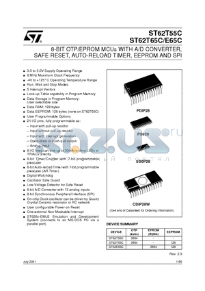 ST6255CB3/XXX datasheet - 8-BIT OTP/EPROM MCUs WITH A/D CONVERTER, SAFE RESET, AUTO-RELOAD TIMER, EEPROM AND SPI