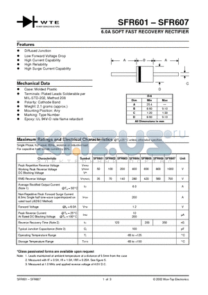SFR604-T3 datasheet - 6.0A SOFT FAST RECOVERY RECTIFIER