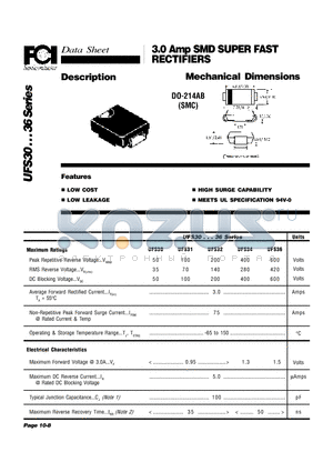 UFS36 datasheet - 3.0 Amp SMD SUPER FAST RECTIFIERS