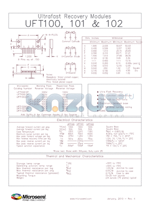 UFT10260 datasheet - Ultrafast Recovery Modules