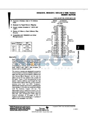 SN74LS610 datasheet - SN54LS610, SN54LS612, SN74LS610 THRU 74LS613 MEMORY MAPPERS