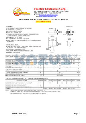 SFS1A datasheet - 1A SURFACE MOUNT SUPER FAST RECOVERY RECTIFIERS