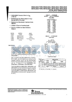 SN74LS640-1N datasheet - OCTAL BUS TRANSCEIVRS