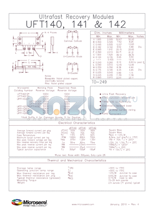 UFT14020A datasheet - Ultrafast Recovery Modules