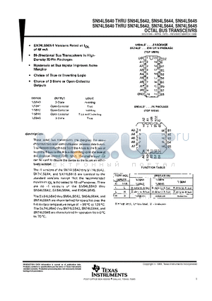 SN74LS640N datasheet - OCTAL BUS TRANSCEIVRS