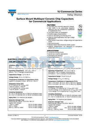 VJ0805Y104JXAAT datasheet - Surface Mount Multilayer Ceramic Chip Capacitors