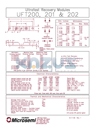 UFT20015 datasheet - ULTRA FAST RECOVERY MODULES