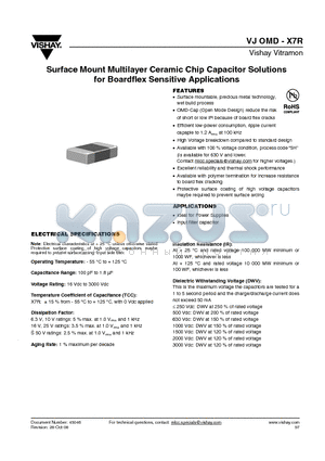 VJ0805Y152 datasheet - Surface Mount Multilayer Ceramic Chip Capacitor Solutions for Boardflex Sensitive Applications