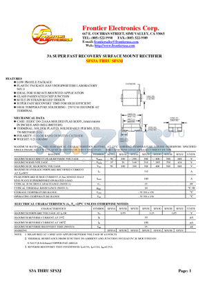 SFS3G datasheet - 3A SUPER FAST RECOVERY SURFACE MOUNT RECTIFIER