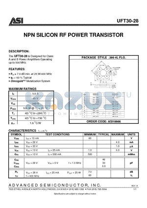 UFT30-28 datasheet - NPN SILICON RF POWER TRANSISTOR