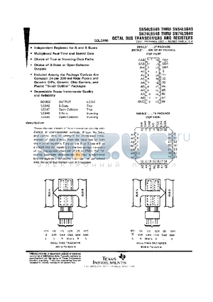 SN74LS648NT datasheet - OCTAL BUS TRANSCEIVERS AND REGISTERS