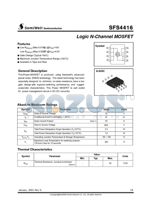SFS4416 datasheet - Logic N-Channel MOSFET