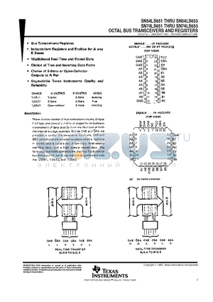 SN74LS652 datasheet - OCTAL BUS TRANSCEIVERS AND REGISTERS