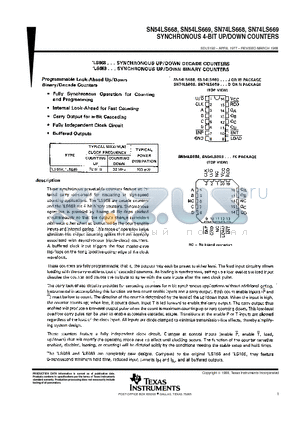 SN74LS669N datasheet - SYNCHRONOUS 4-BIT UP/DOWN COUNTERS