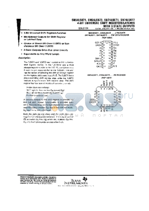 SN74LS671 datasheet - 4-BIT UNIVERSAL SHIFT REGISTERS/LATCHES WITH 3-STATE OUTPUTS