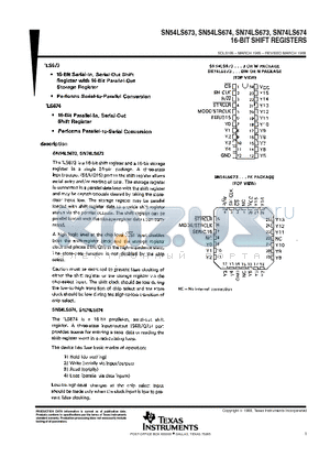 SN74LS674 datasheet - 16-BIT SHIFT REGISTERS