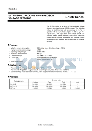 S-1000C17-M5T1G datasheet - ULTRA-SMALL PACKAGE HIGH-PRECISION VOLTAGE DETECTOR