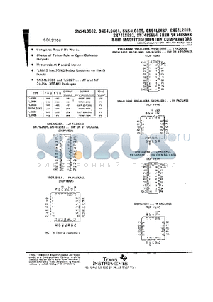 SN74LS682DWRG4 datasheet - 8-BIT MAGNITUDE/IDENTITY COMPARATORS