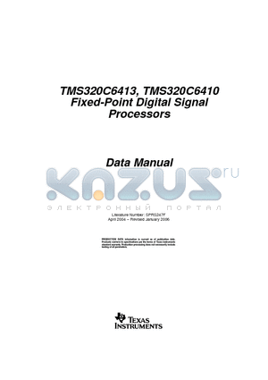 TMS320C6413GTSA500 datasheet - Fixed-Point Digital Signal Processors