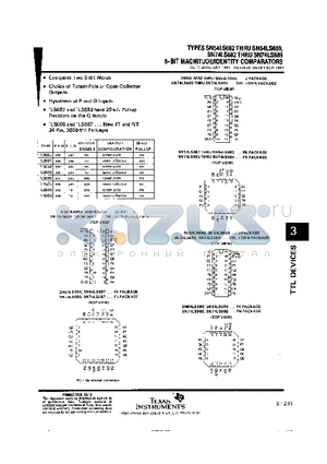 SN74LS685 datasheet - 8-BIT MAGNITUDE/IDENTITTY COMPARATORS